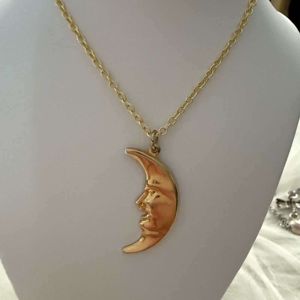 Gold Crescent Moon Pendant Necklace